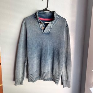 Carbon 2 Cobalt blue Henley sweater